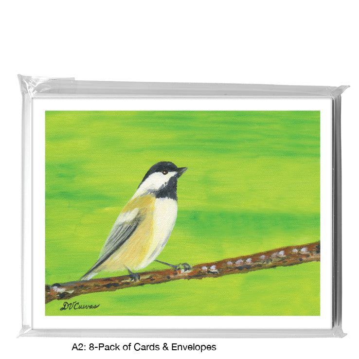 Black Capped Chickadee, Greeting Card (7695D), A2 8-Pack, printedcanvas.com
