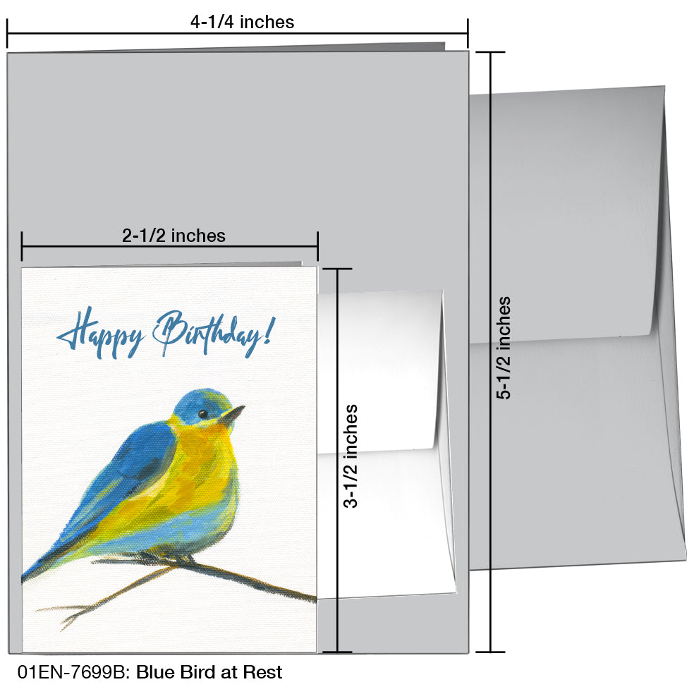 Blue Bird At Rest, Greeting Card (7699B), Enclosure, printedcanvas.com