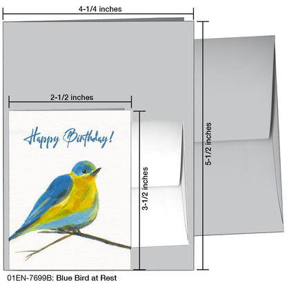Blue Bird At Rest, Greeting Card (7699B), Enclosure, printedcanvas.com
