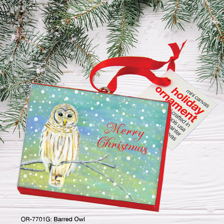 Barred Owl, Ornament (OR-7701G), Front, printedcanvas.com