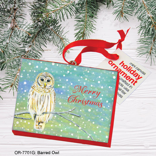 Barred Owl, Ornament (OR-7701G), Front, printedcanvas.com