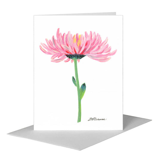 Pink Chrysanthemum, Greeting Card (#7711B) A2 Card Front, www.printedcanvas.com