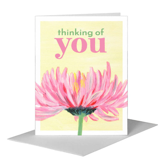 Pink Chrysanthemum, Greeting Card (#7711C) A2 Card Front, www.printedcanvas.com