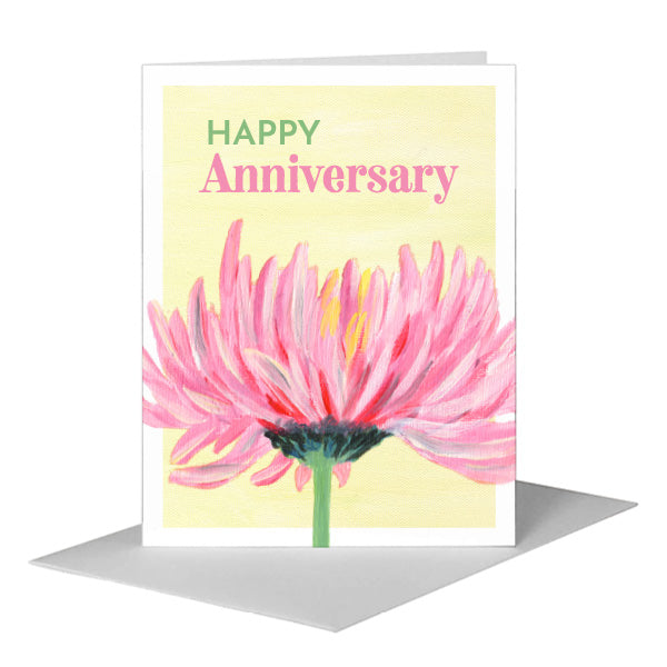 Pink Chrysanthemum, Greeting Card (#7711F), A2 Card Front, www.printedcanvas.com