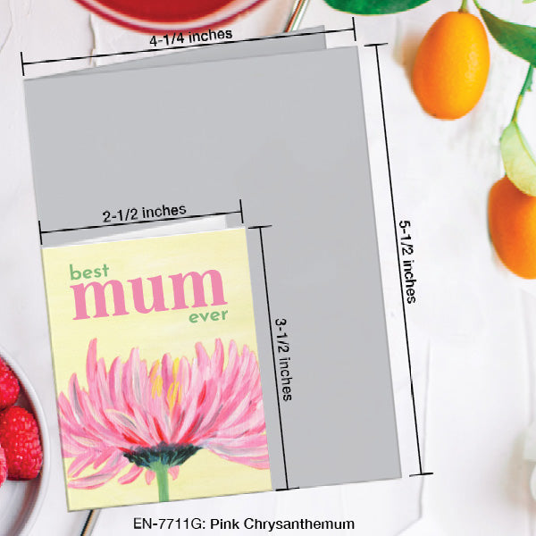 Pink Chrysanthemum, Greeting Card (7711G), Enclosure, www.printedcanvas.com