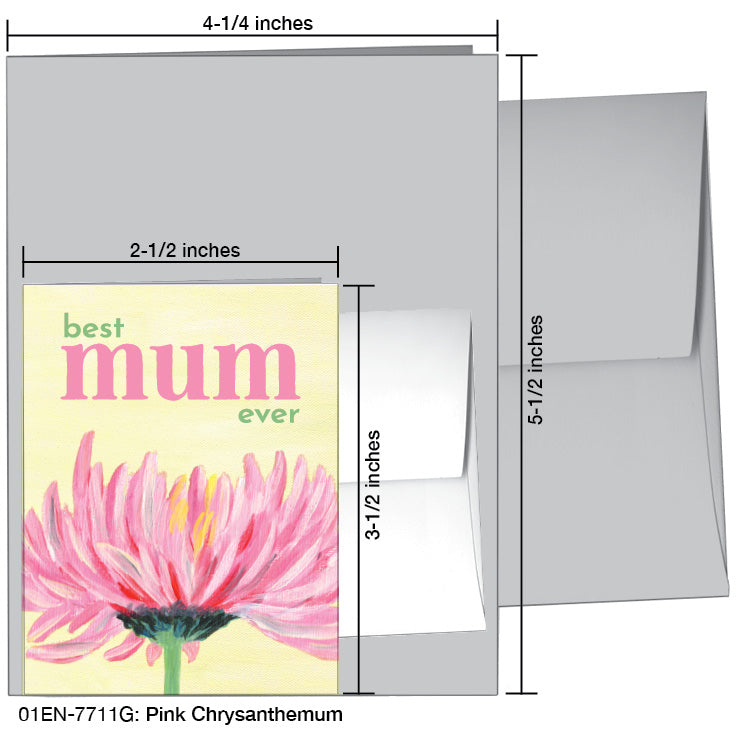 Pink Chrysanthemum, Greeting Card (7711G), Enclosure Card, www.printedcanvas.com