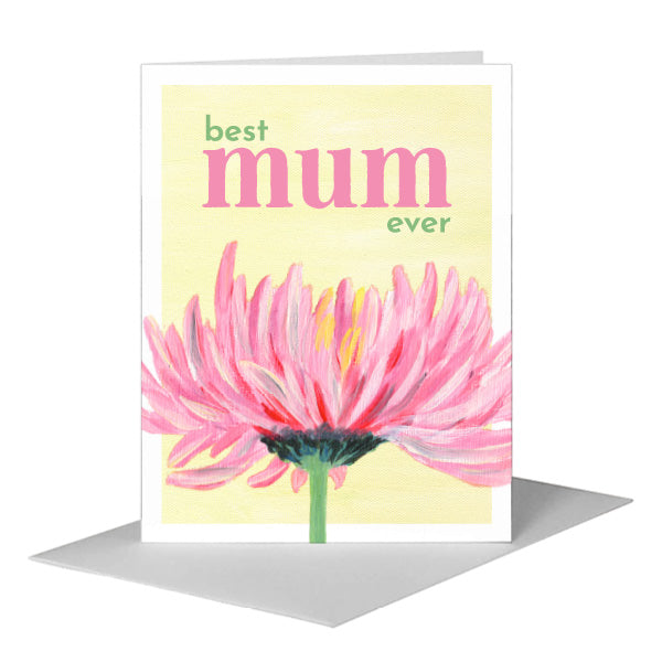 Pink Chrysanthemum, Greeting Card (#7711G) A2 Card Front, www.printedcanvas.com