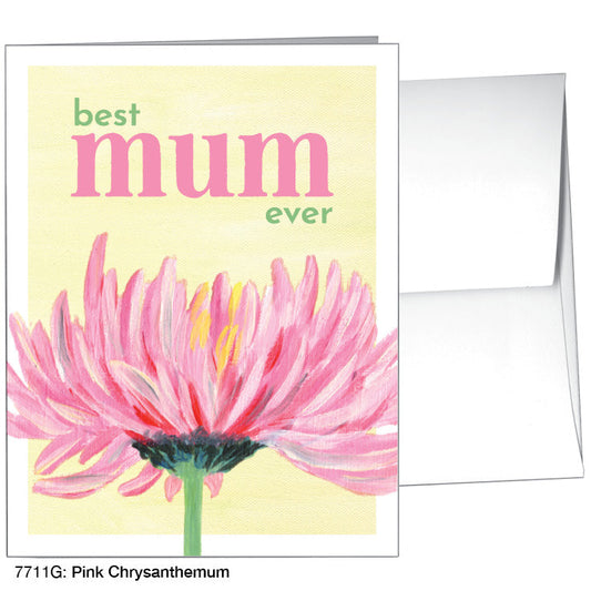 Pink Chrysanthemum, Greeting Card (7711G), A2 Card Front, www.printedcanvas.com