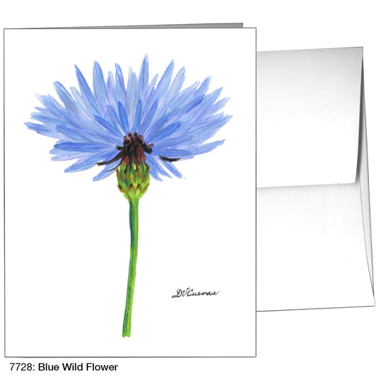 Blue Wild Flower Stem, Greeting Card (7728A), A2 Card Front, www.printedcanvas.com