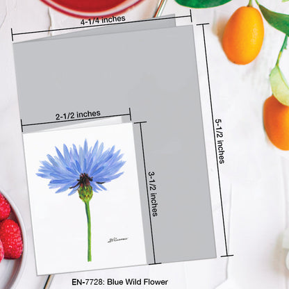 Blue Wild Flower Stem, Greeting Card (7728A), Enclosure Card, www.printedcanvas.com