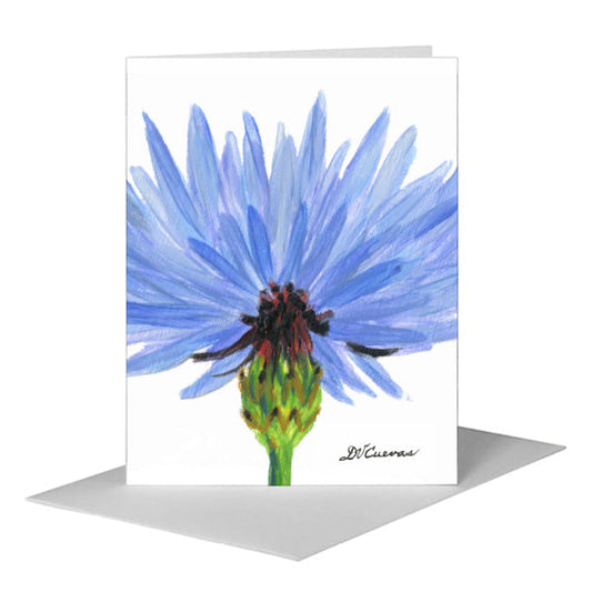 Blue Wild Flower Stem, Greeting Card (#7728J) A2 Card Front, www.printedcanvas.com