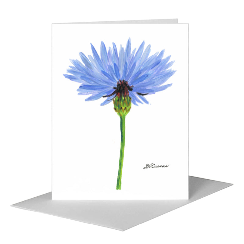 Blue Wild Flower Stem, Greeting Card (#7728A) A2 Card Front, www.printedcanvas.com