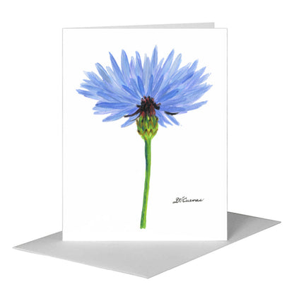 Blue Wild Flower Stem, Greeting Card (#7728A) A2 Card Front, www.printedcanvas.com