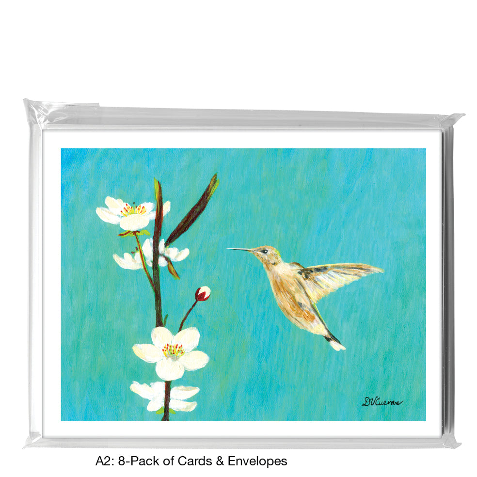 Wild Cherry With Hummingbird, Greeting Card (7758F), A2 8-Pack, printedcanvas.com
