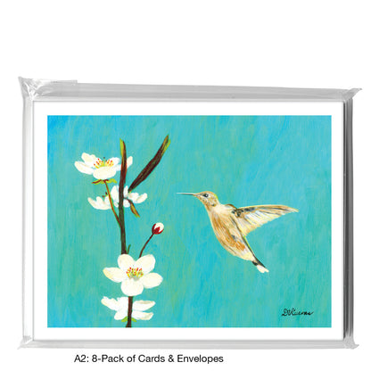 Wild Cherry With Hummingbird, Greeting Card (7758F), A2 8-Pack, printedcanvas.com