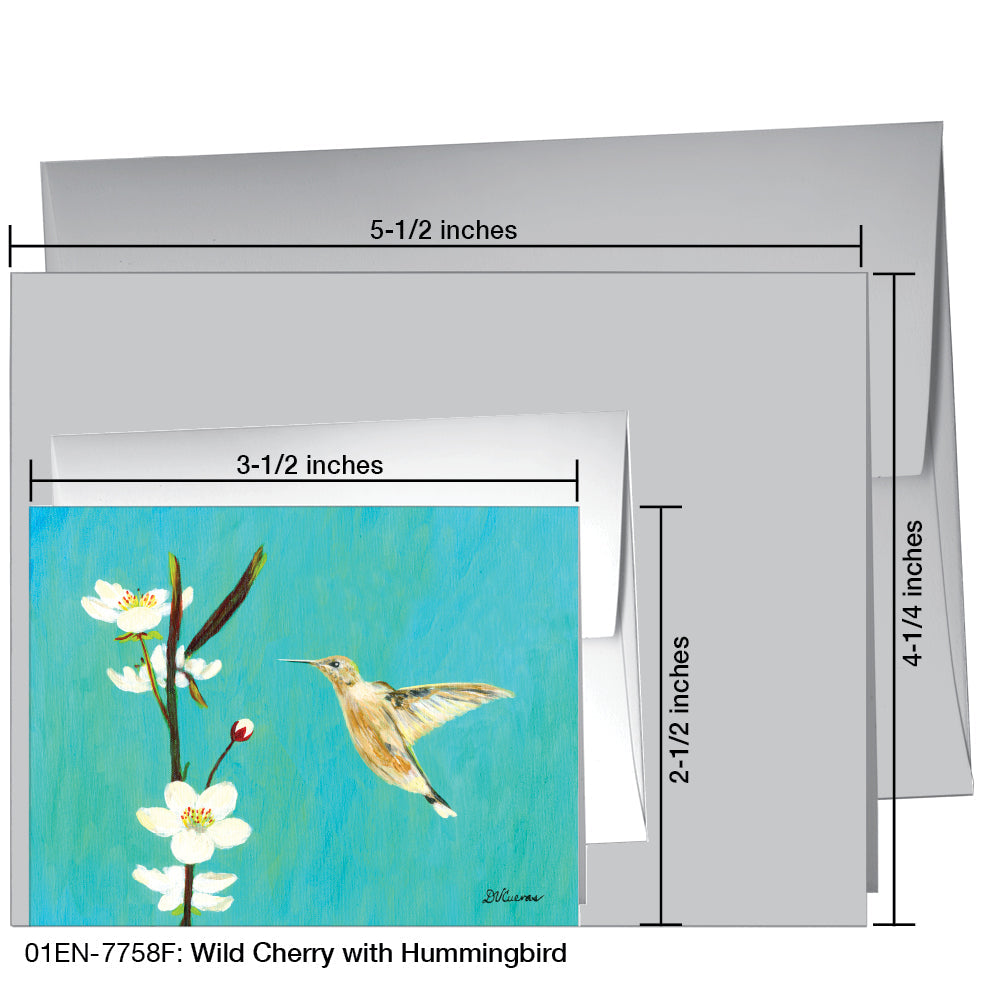 Wild Cherry With Hummingbird, Greeting Card (7758F), Enclosure, printedcanvas.com