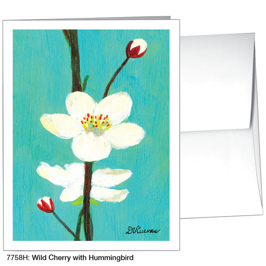 Wild Cherry with Hummingbird, Greeting Card (7758H), A2 Card Front, www.printedcanvas.com