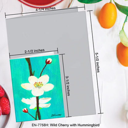 Wild Cherry with Hummingbird, Greeting Card (7758H), Enclosure Card, www.printedcanvas.com