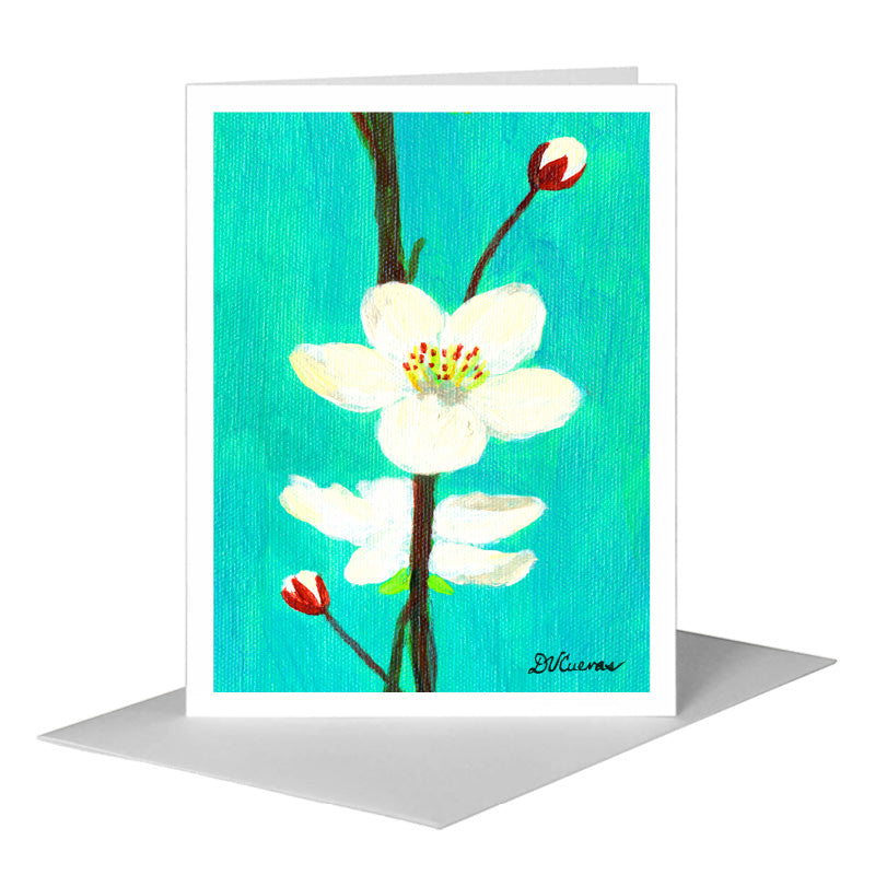 Wild Cherry with Hummingbird, Greeting Card (#7758H), A2 Card Front, www.printedcanvas.com