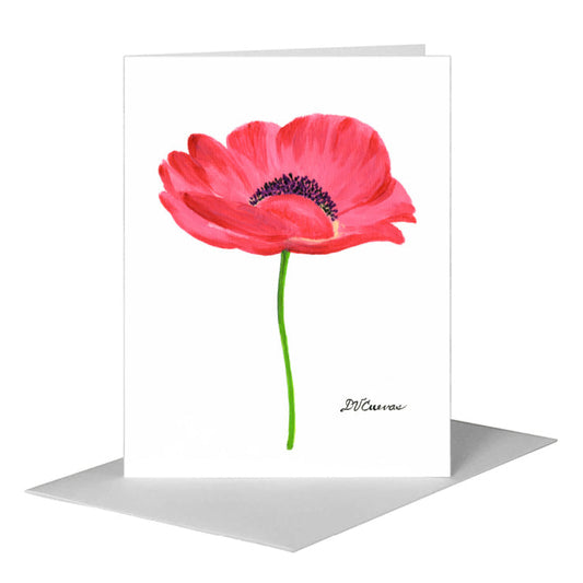 Poppy Pink Flower, Greeting Card (#7777B) A2 Card Front, www.printedcanvas.com