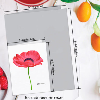 Poppy Pink Flower, Greeting Card (7777B), Enclosure Card, www.printedcanvas.com