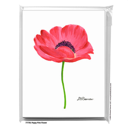 Poppy Pink Flower, Greeting Card (#7777B)