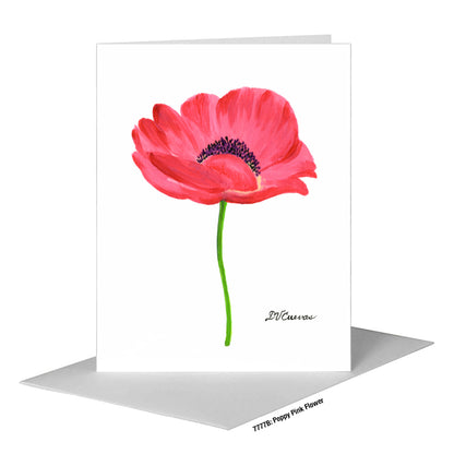 Poppy Pink Flower, Greeting Card (#7777B)