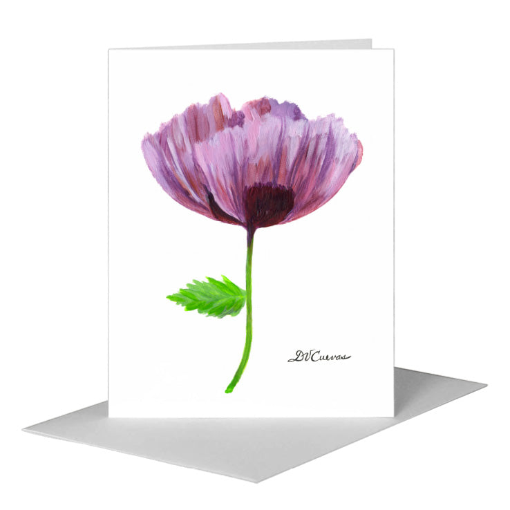 Poppy Tender Violet, Greeting Card (#7780A) A2 Card Front, www.printedcanvas.com
