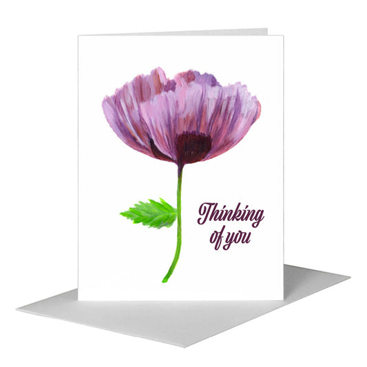 Poppy Tender Violet, Greeting Card (#7780B) A2 Card Front, www.printedcanvas.com