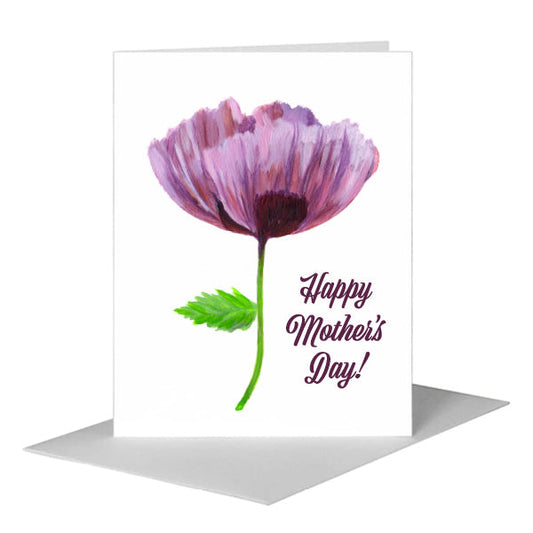 Poppy Tender Violet, Greeting Card (#7780D) A2 Card Front, www.printedcanvas.com