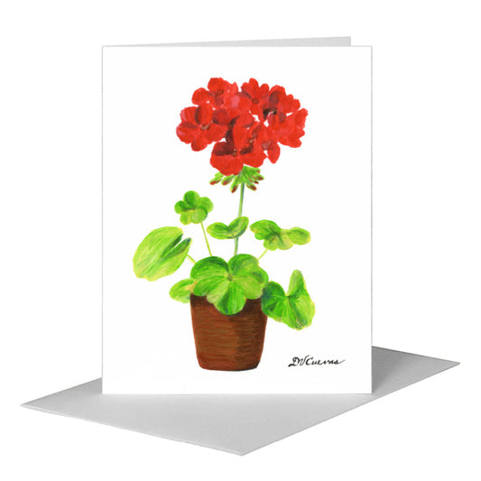 Geranium in Pot, Greeting Card (#7797D) A2 Card Front, www.printedcanvas.com