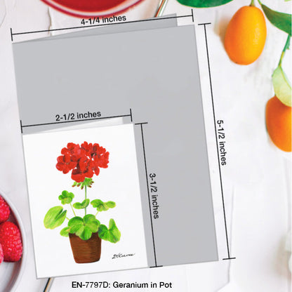 Geranium in Pot, Greeting Card (7797D), Enclosure Card, www.printedcanvas.com