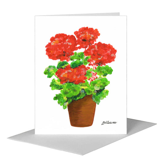 Classic Geranium, Greeting Card (#7807A) A2 Card Front, www.printedcanvas.com