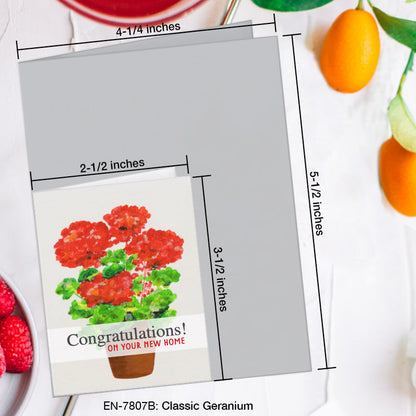 Classic Geranium, Greeting Card (7807B), Enclosure, www.printedcanvas.com