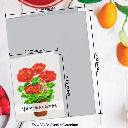 Classic Geranium, Greeting Card (7807C), Enclosure, www.printedcanvas.com