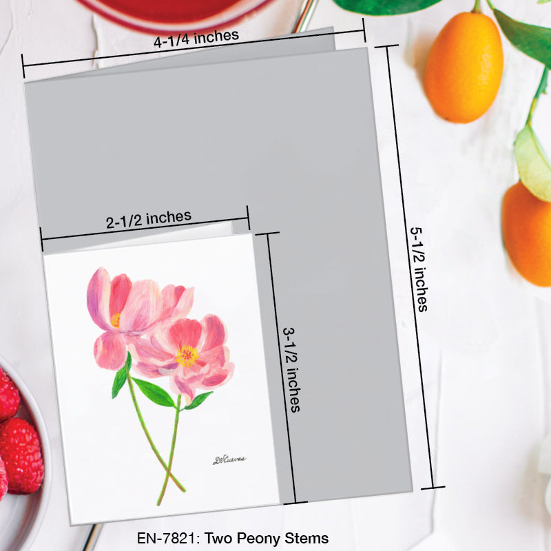 Two Peony Stems, Greeting Card (7821A), Enclosure Card, www.printedcanvas.com