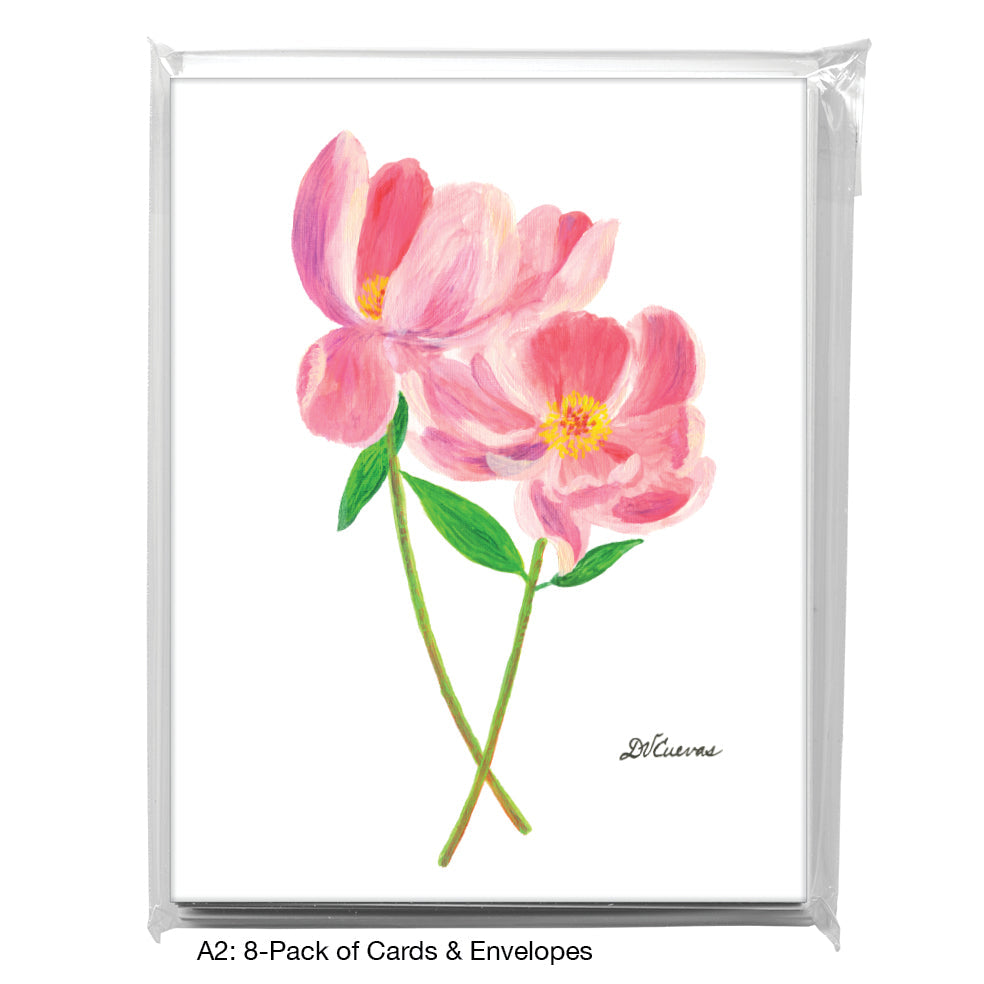 Two Peony Stems, Greeting Card (7821), A2 8-Pack, printedcanvas.com