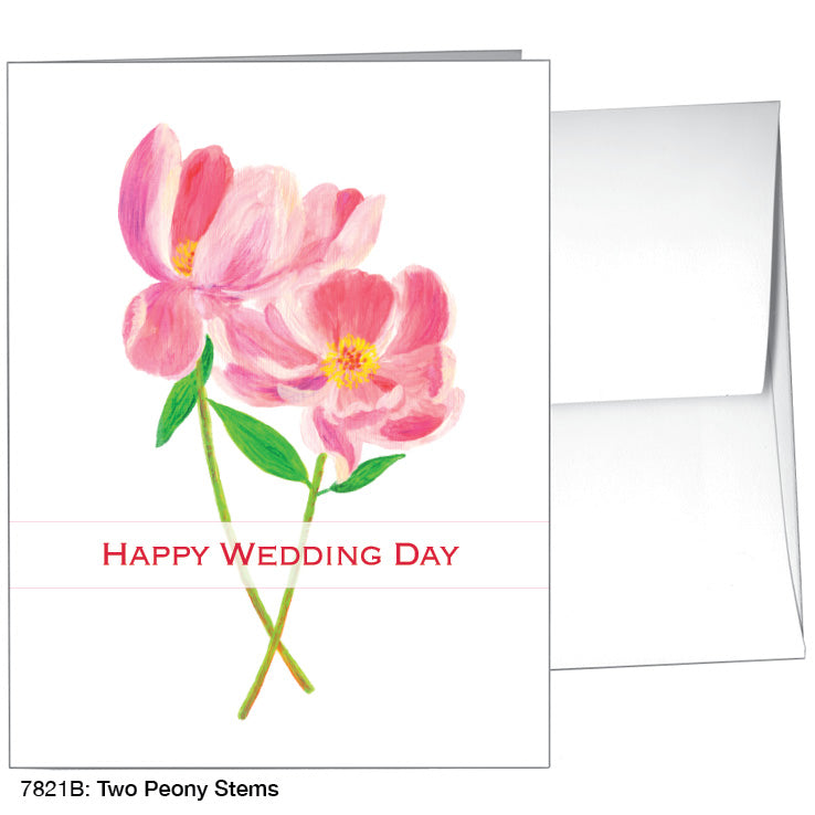 Two Peony Stems, Greeting Card (#7821B)