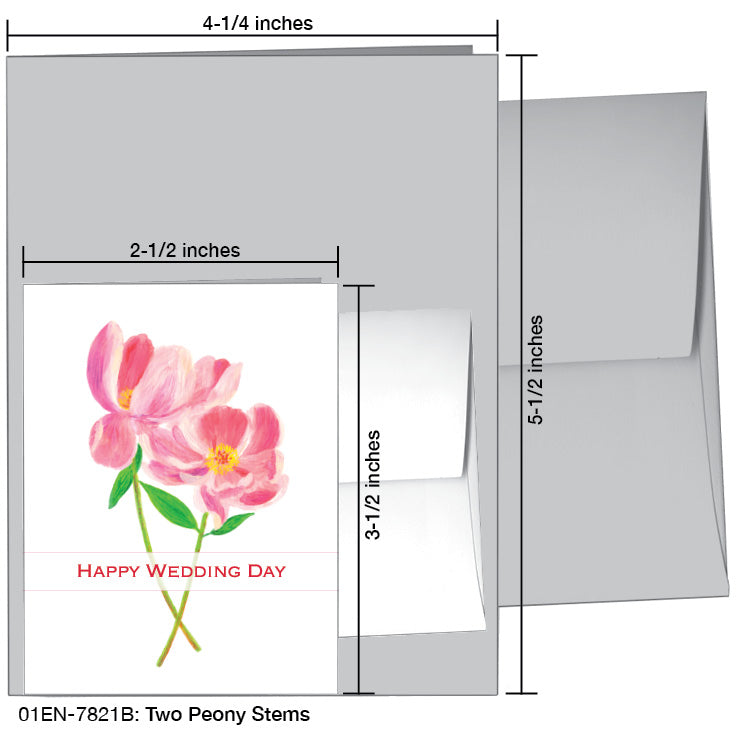 Two Peony Stems, Greeting Card (#7821B), Enclosure Card, www.printedcanvas.com
