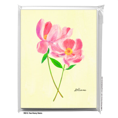 Two Peony Stems, Greeting Card (#7821C)