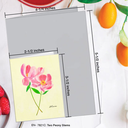 Two Peony Stems, Greeting Card (#7821C)