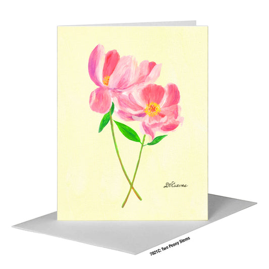 Two Peony Stems, Greeting Card (#7821C) A2 Card Front, www.printedcanvas.com