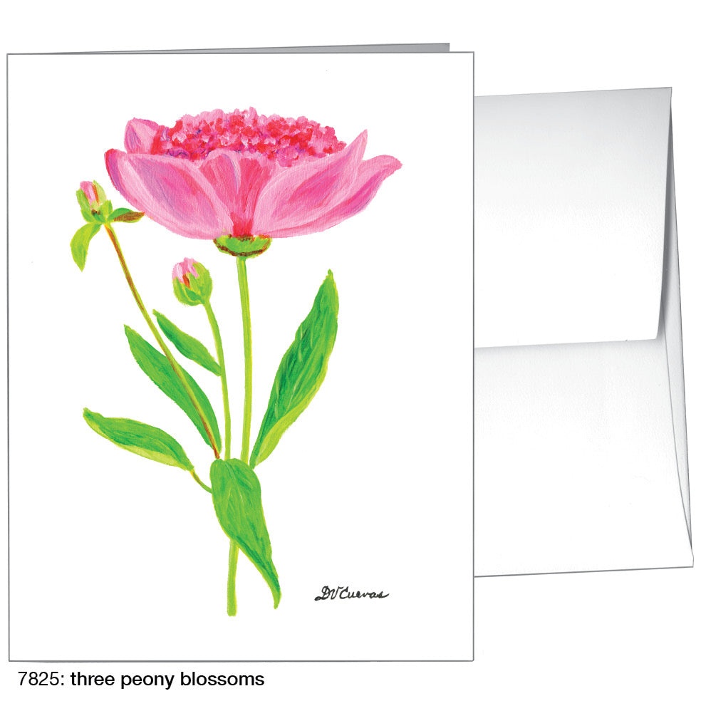 Three Peony Blossoms, Greeting Card (7825E), A2 Card Front, www.printedcanvas.com