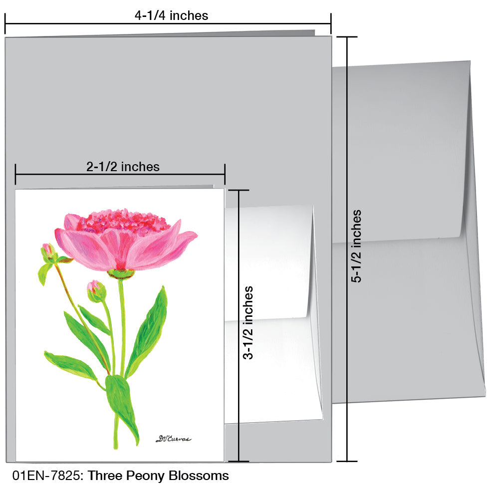Three Peony Blossoms, Greeting Card (7825E), Enclosure Card, www.printedcanvas.com