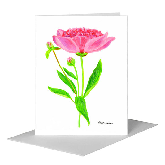 Three Peony Blossoms, Greeting Card (#7825E) A2 Card Front, www.printedcanvas.com