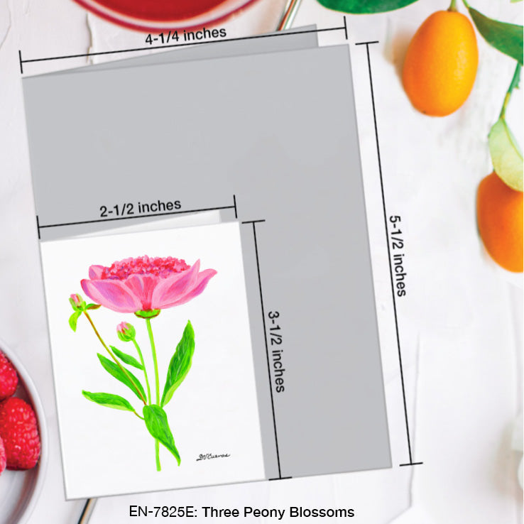 Three Peony Blossoms, Greeting Card (7825E), Enclosure Card, www.printedcanvas.com
