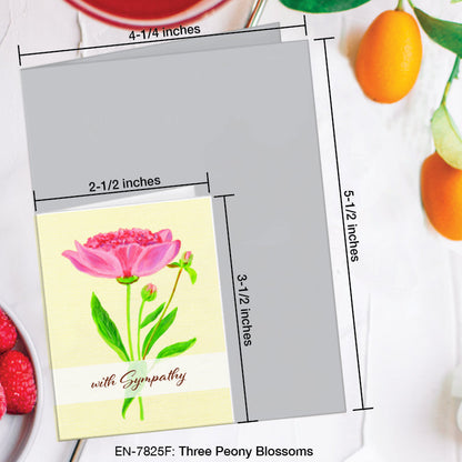 Three Peony Blossoms, Greeting Card (7825F), Enclosure, www.printedcanvas.com