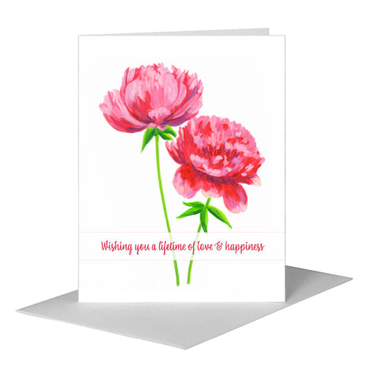 Pair of Peonies, Greeting Card (#7827B) A2 Card Front, www.printedcanvas.com
