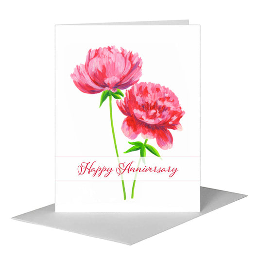 Pair of Peonies, Greeting Card (#7827C) A2 Card Front, www.printedcanvas.com