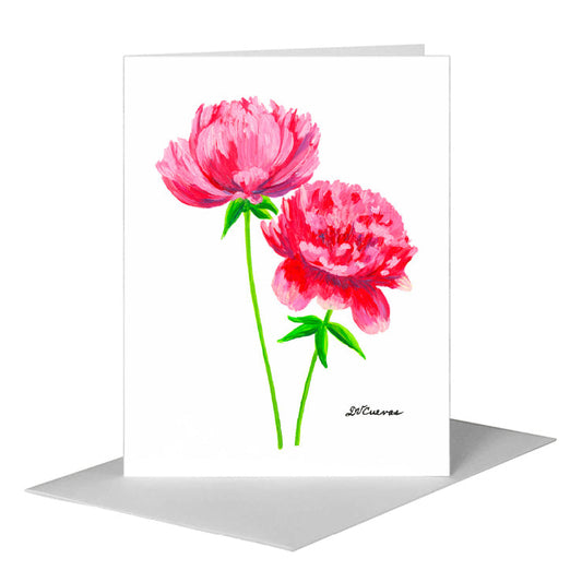 Pair of Peonies, Greeting Card (#7827D) A2 Card Front, www.printedcanvas.com